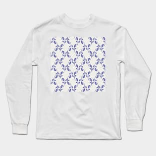Purple leaves over beige gray background Long Sleeve T-Shirt